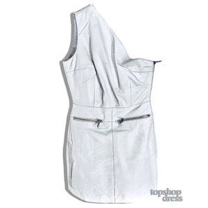 Top Shop White Leather One-Shoulder Mini Dress